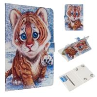 Voor 10 inch universele Tablet PC gekleurde tekening patroon horizontale Flip PU lederen draagtas met houder & kaartsleuven (tijger)