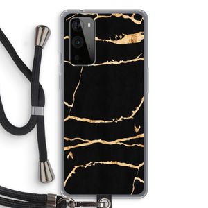 Gouden marmer: OnePlus 9 Pro Transparant Hoesje met koord