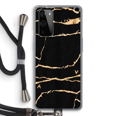 Gouden marmer: OnePlus 9 Pro Transparant Hoesje met koord