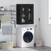 Wandkast Zwart Eiken 69,5 x 34 x 90 cm Geengineerd Hout en Glas