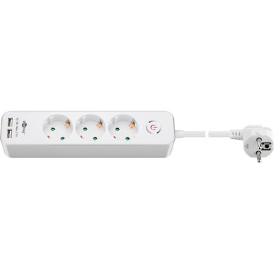 goobay 3-Weg Stekkerdoos met schakelaar en USB