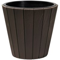 Plantenpot/bloempot Wood Style - buiten/binnen - kunststof - donkerbruin - D49 x H45 cm - thumbnail