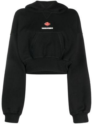 DSQUARED2 hoodie en coton à coup crop - Noir