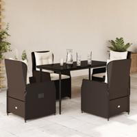 5-delige Tuinset met kussens poly rattan bruin