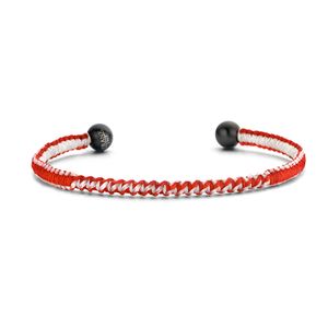 Frank 1967 7FB-0446 Armband staal bangle rood-wit koord