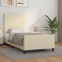 Bedframe met hoofdbord kunstleer crèmekleurig 90x200 cm