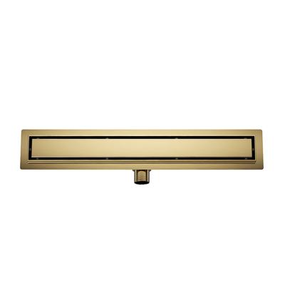 Wiesbaden Douchegoot met Tegelrooster en Flens - 100x7cm - Geborsteld Messing