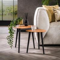 LifestyleFurn Bijzettafel Edison Acaciahout, Set van 2 stuks - Massief acacia naturel - Organisch