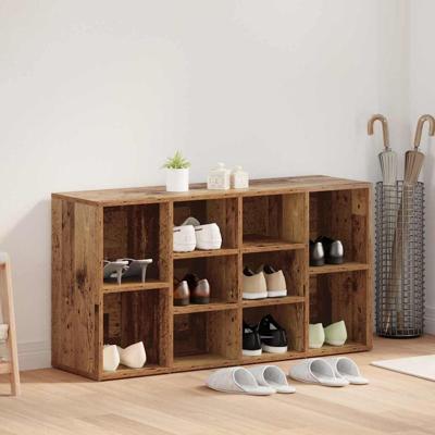 Schoenenbank met plank Oudhout 103 x 30 x 54,5 cm Bewerkt hout
