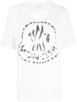 Moncler White Logo Print Short Sleeve T-shirt - Blanc