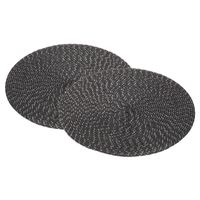 8x Ronde placemats/onderleggers zwart met glitter 38 cm