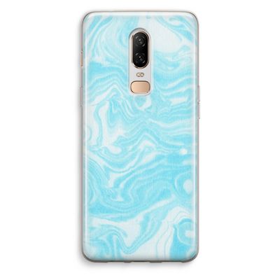 Waterverf blauw: OnePlus 6 Transparant Hoesje