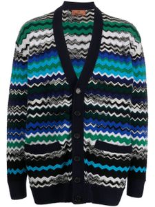 Missoni cardigan à motif zigzag en laine mélangée - Bleu