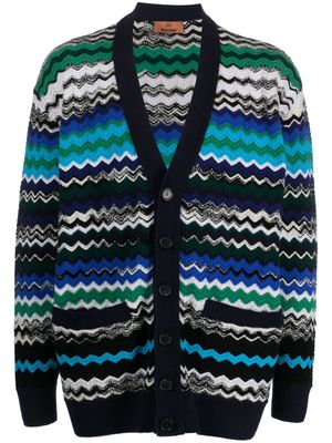 Missoni cardigan à motif zigzag en laine mélangée - Bleu