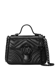 Gucci mini sac à main à motif GG Marmont - Noir