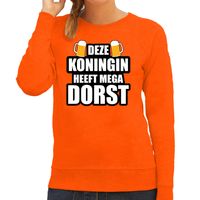 Deze Koningin heeft mega dorst / bier sweater oranje voor dames - Koningsdag truien - thumbnail