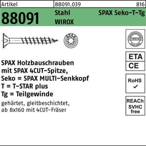 SPAX SPAX Seko-T-Tg 880910390080120 Verzonken schroeven 8 mm 120 mm T-STAR plus Staal WIROX 50 stuk(s)