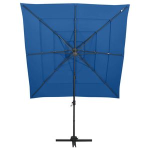 The Living Store Parasol 250 x 250 cm - UV-beschermend polyester - Aluminium paal - Inklapbaar - Azuurblauw