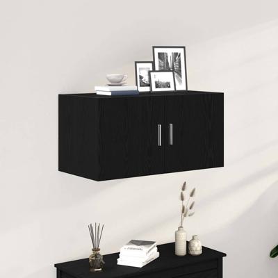 Wandkast 80x39x40 cm spaanplaat zwart eikenkleurig