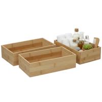 Gerimport Lade organizer - 3x - bamboe hout - 25 x 15 x 7 cm - bakje - kast organizer