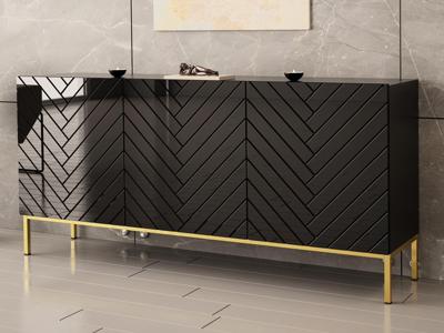 Dressoir GINETTE 3 deuren zwart/hoogglans zwart