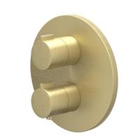Afbouwdeel IVY Pact Inbouwthermostaat Symmetry 2-Weg Stop-Omstel Met Rond Rozet Geborsteld Mat Goud PVD IVY