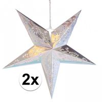 2x decoratie kerst sterren zilver 60 cm   -