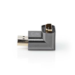 HDMI©-Adapter | HDMI Male / HDMI© Connector | HDMI Female / HDMI© Output | Verguld | 90° Geho