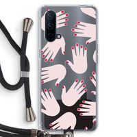 Hands pink: OnePlus Nord CE 5G Transparant Hoesje met koord