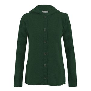 Gebreid wollen vest met capuchon en knopen, olijfgroen 36 Gebreid wollen vest met capuchon en knopen, olijfgroen 36