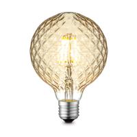 Edison Vintage LED filament lichtbron Globe - Amber - G95 Deco - Retro LED lamp - 9.5/9.5/13.5cm - geschikt voor E27 fitting - Dimbaar - 4W 400lm 2700K - warm wit licht