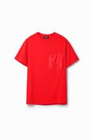 Effen T-shirt met borstzakje - ORANGE - L