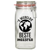 Bellatio Decorations Cadeau voorraadpot/snoeppot - meester - glas - 12 x 7 cm - 1,5 liter - meesterdag   -