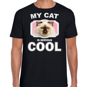 Katten liefhebber shirt Rag doll my cat is serious cool zwart voor heren