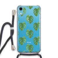 Monstera leaves: iPhone XR Transparant Hoesje met koord