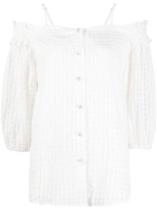 b+ab blouse volantée à épaules dénudées - Blanc