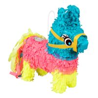 Boland mini-piñata ezel 20 x 18 cm papier blauw/roze/geel - thumbnail