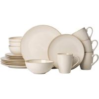 Leen Bakker - Serviesset Glaze - 16-delig - Stoneware - Beige - 34.5x22.7x28.8 Cm