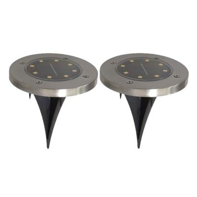 Gerim Tuinverlichting - 2x stuks - grondspotjes - solar - LED - 14 cm