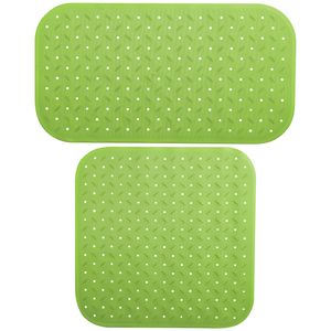 MSV Douche/bad anti-slip matten set badkamer - rubber - 2x stuks - limegroen - 2 formaten