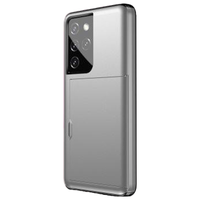 Samsung Galaxy S21 hoesje - Backcover - Hardcase - Pasjeshouder - Portemonnee - Shockproof - TPU - Zilver - thumbnail