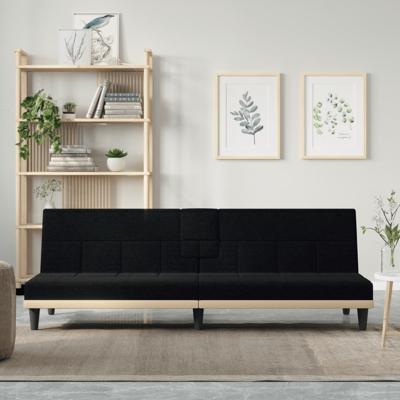 Slaapbank met bekerhouders stof zwart