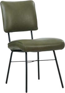 Olijfgroene leren industriële design eetkamerstoel Solid - Granada leer Moss (olijfgroen leer)