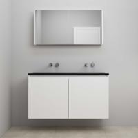 On-Line Badkamermeubelset - 120 cm - Voorgemonteerd - Greeploze Ladestructuur - Acryl Wastafel - zonder Kraangat - Spiegelkast - Hoogglans Wit - V01