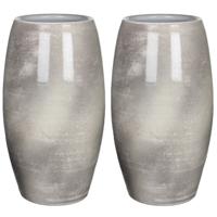 Mica Decorations Bloemenvaas Lester - 2x - wit - glanzend - keramiek - 50 x 30 cm - vaas
