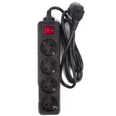 Benson Stekkerdoos 4-voudig - schakelaar - geaard - zwart - 150 cm