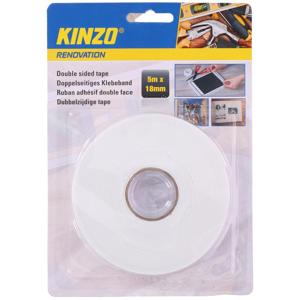 Kinzo Dubbelzijdig tape - 18 mm x 5 meter - montagetape - wit