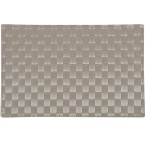 12x Rechthoekige placemats taupe gevlochten 30 x 43 cm