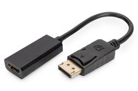 Digitus AK-340400-001-S DisplayPort / HDMI Adapter [1x DisplayPort stekker - 1x HDMI-bus] Zwart 15.00 cm