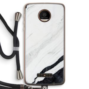 Elegante marmer: Motorola Moto Z Force Transparant Hoesje met koord